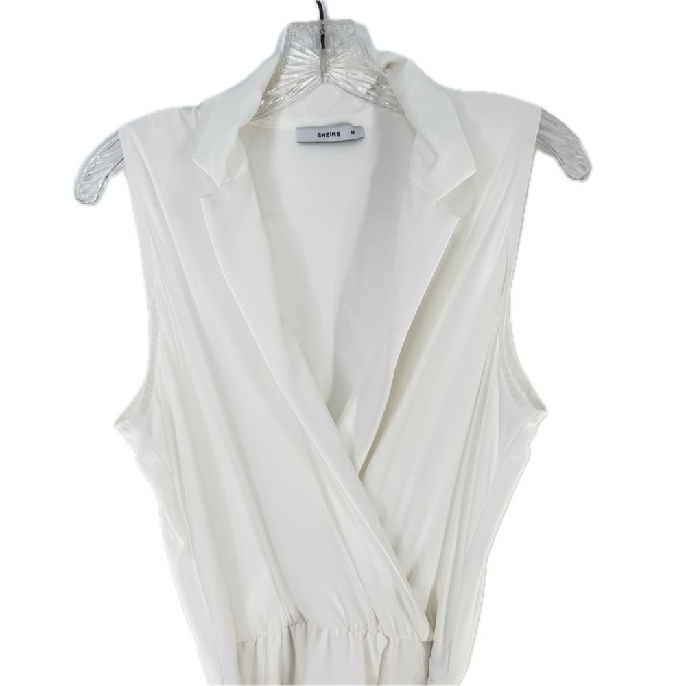 Sheike Australia White Sheer Faux Wrap Sleeveless Midi Dress Size AU 12, US 8 - Picture 14 of 16